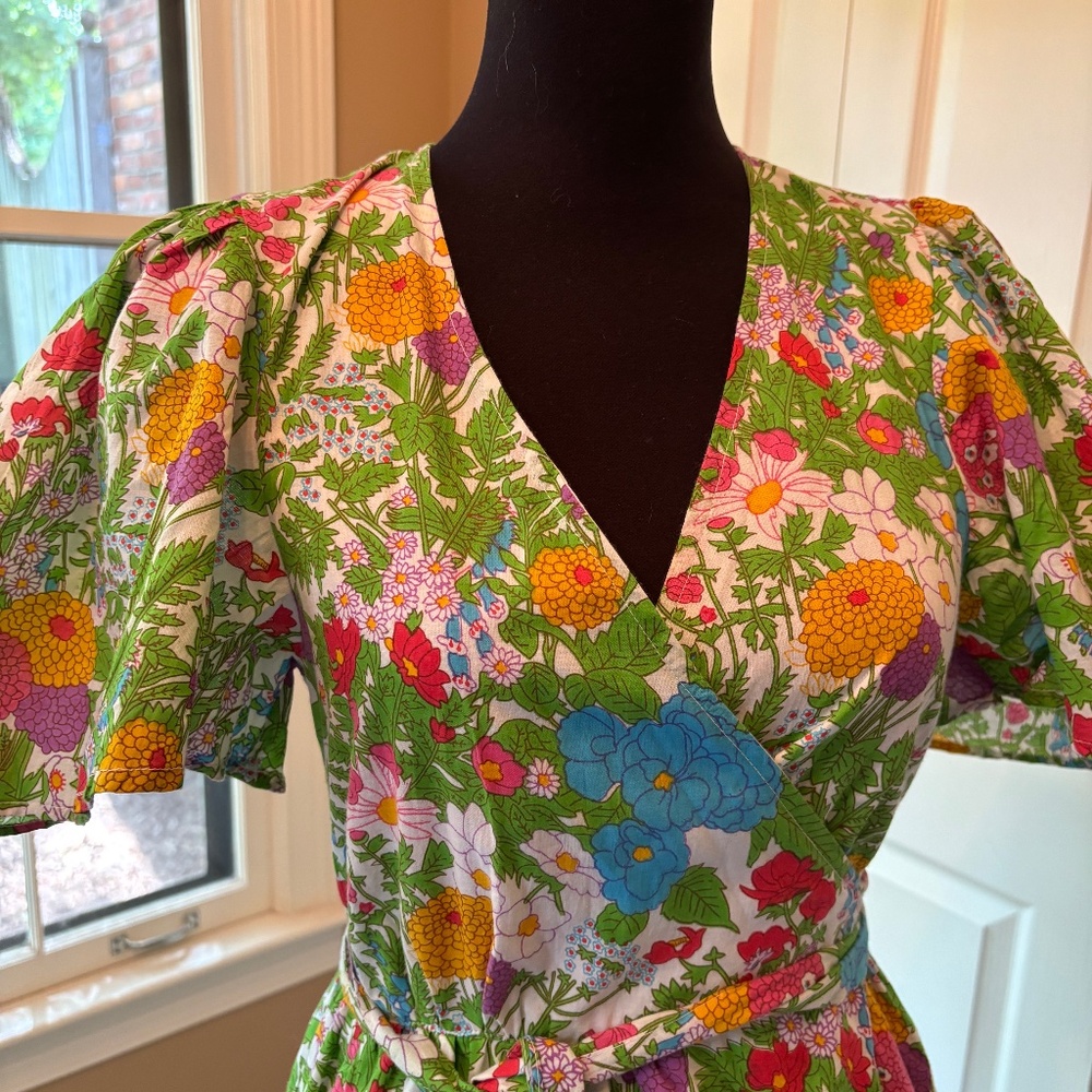Vintage Floral Midi Dress - Multicolor